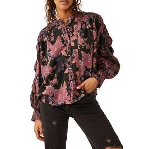 Free People Maraya Button Up Printed Top XS